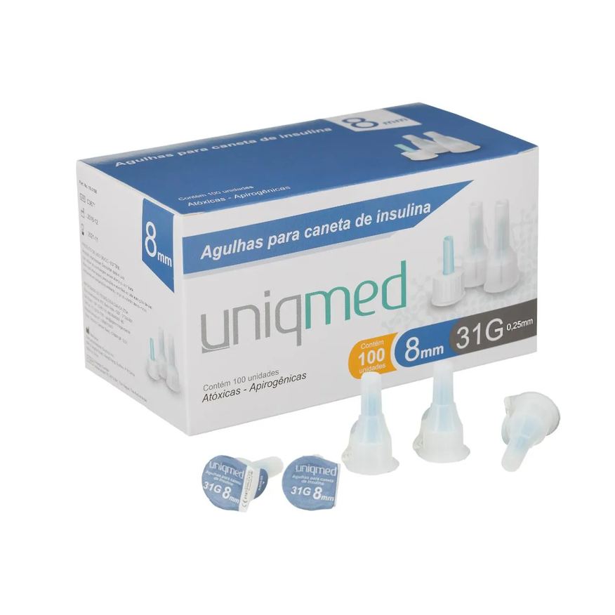 Uniqmed Kit 300Un Agulha Caneta Insulina 8Mm 31g