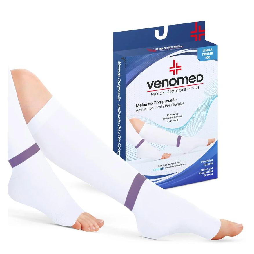 Venomed Meias Antitrombo 15 a 21Mmhg S/ Ponteira 3/4 Unissex Tamanho:m;Cor:branca