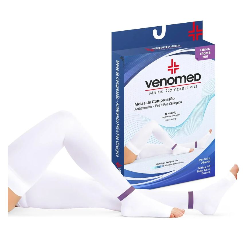 Venomed Meias Antitrombo 15 a 21Mmhg Unissex 7/8 Tromb100 Tamanho:xgg;Cor:branca