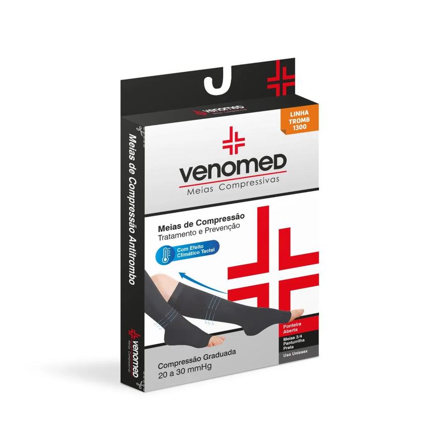Venomed Meias Tratamento 20 30Mmhg Ab. Efeito Climático 3/4 Cor Preto Tamanho G