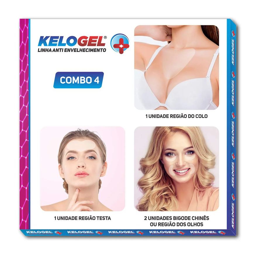Kelogel Silicone Antissinais Kit4 com 1 Colo + 1 Testa+ 2Un Olhos