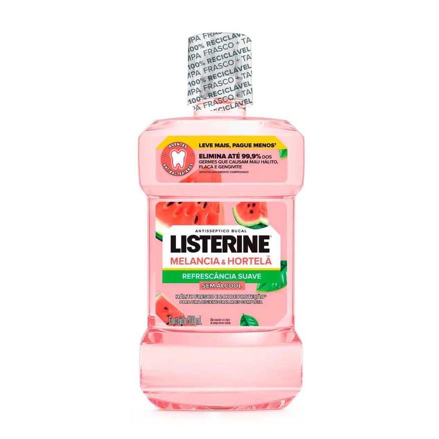 Listerine Enxaguante Bucal Sem Álcool Melancia & Hortelã 500ml