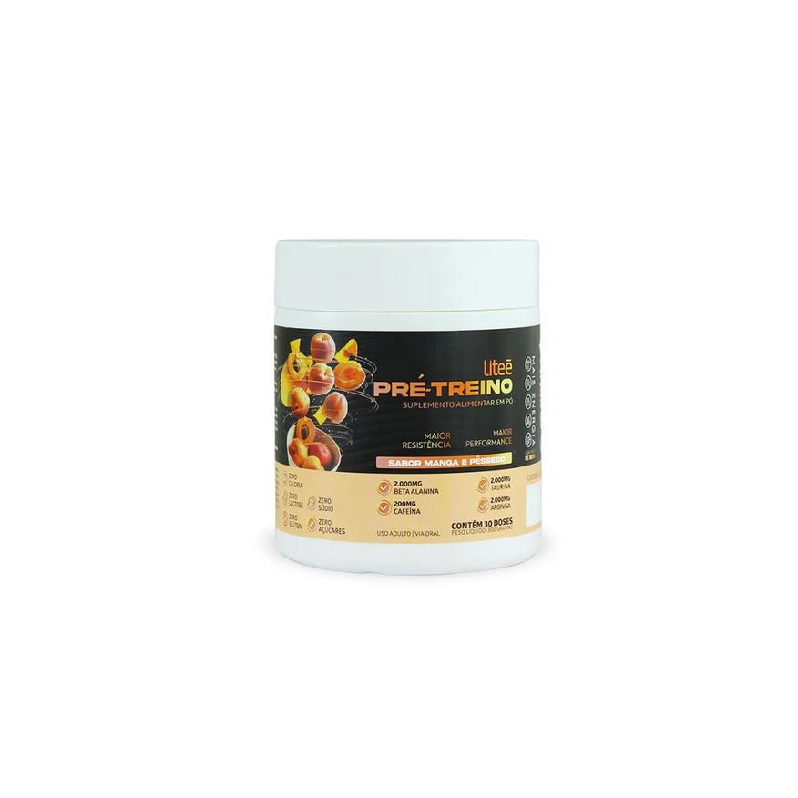 Litee Pré-Treino Sabor Manga e Pêssego 300g - Beta Alanina, Arginina, Cafeína e Taurina