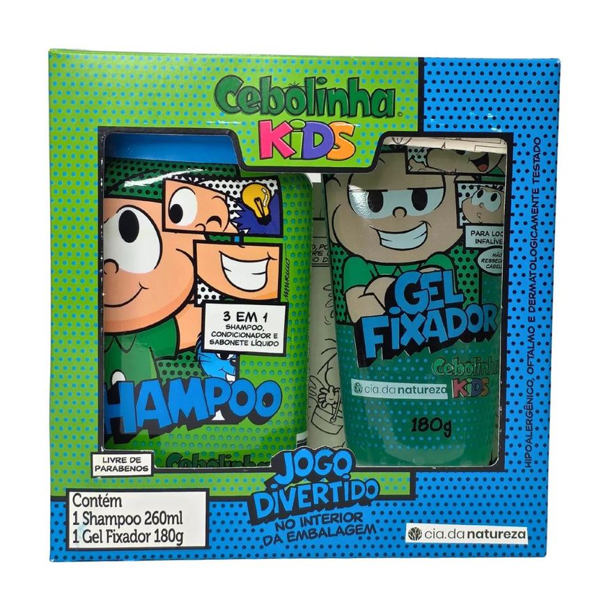 Cia Da Natureza Kit Shampoo 3 em 1 Extrato de Kiwi e Maçã + Gel Fixador Cebolinha Kids Cia. da Natureza