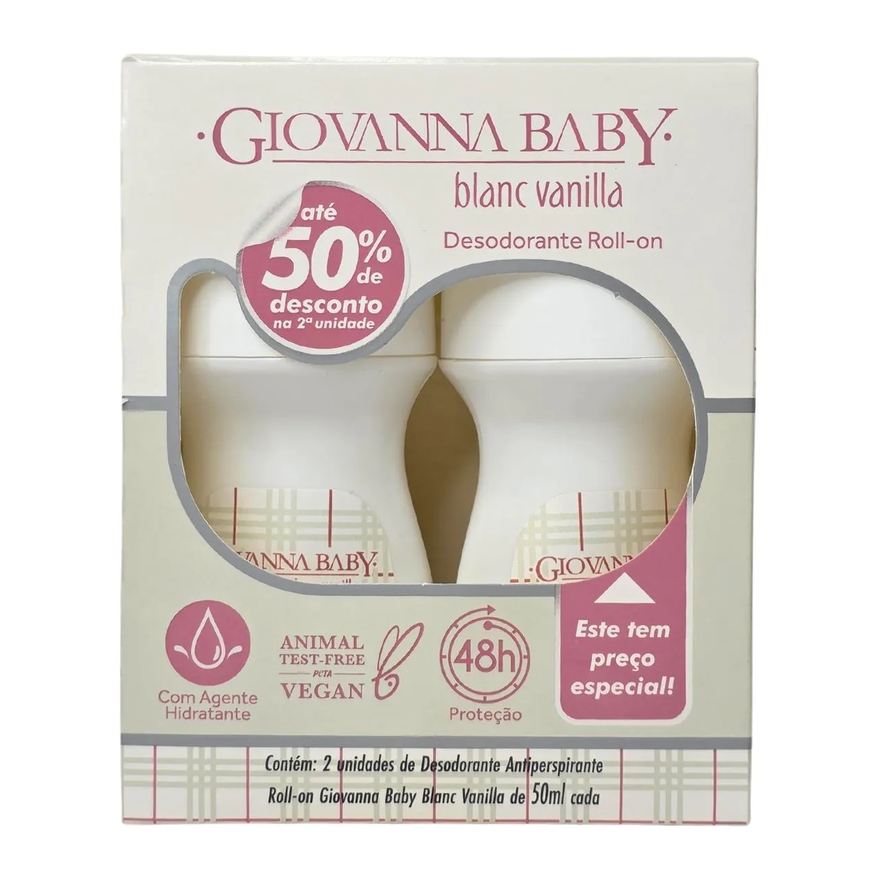 Giovanna Baby Kit 2 Desodorante Roll-On Blanc Vanilla 48H Vegano 50ml Cada