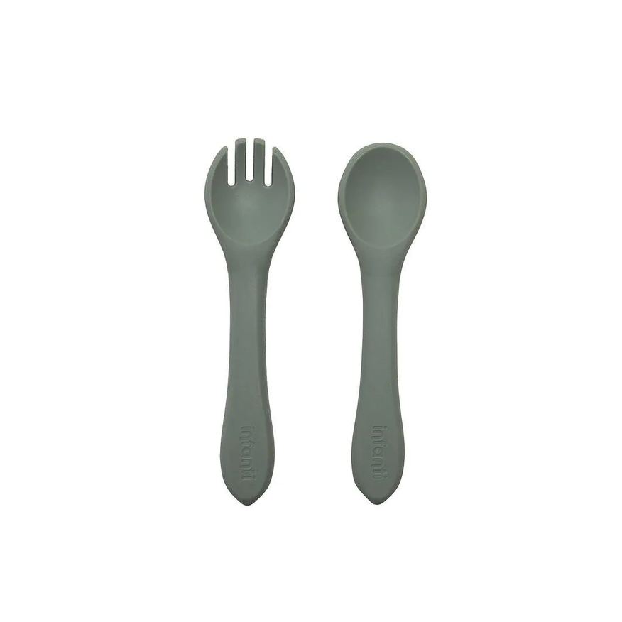 Infanti Garfo e Colher de Silicone Piccolo Verde