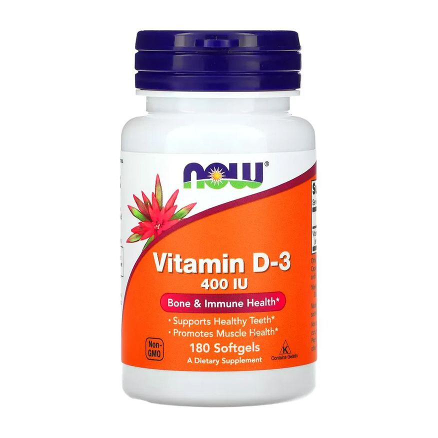 Now Foods Vitamina D-3 400 Iu 180 Cápsulas Softgels - no Brasil