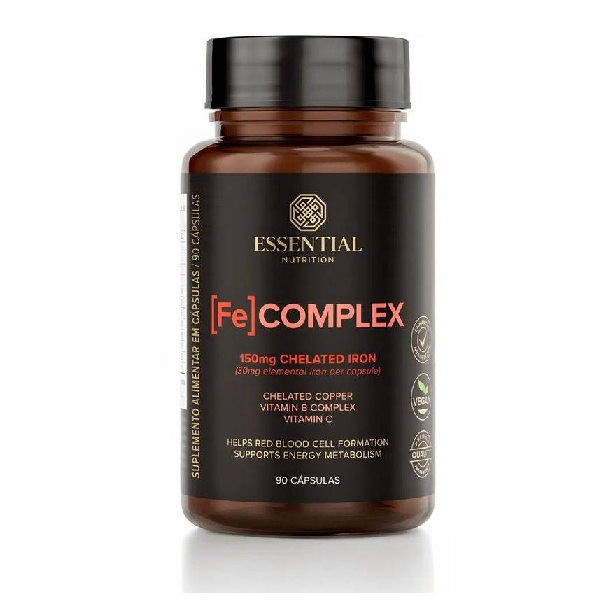 Essential Nutrition Fe Complex Ferro Quelado + Vitamina C 90 Cápsulas