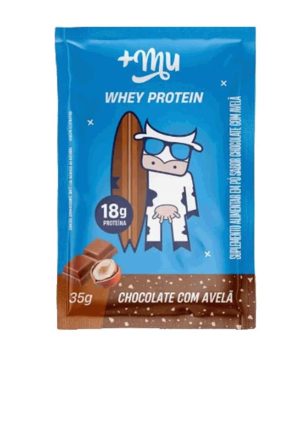 Mais Mu Whey Protein +Mu Sachê (39g) - Sabor: Chocolate C/ Avelã