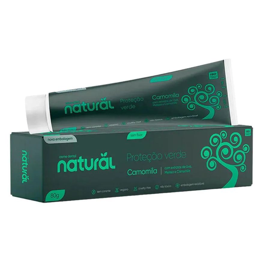 Orgânico Natural Creme Dental Natural com Camomila, Melissa e Uva 80g