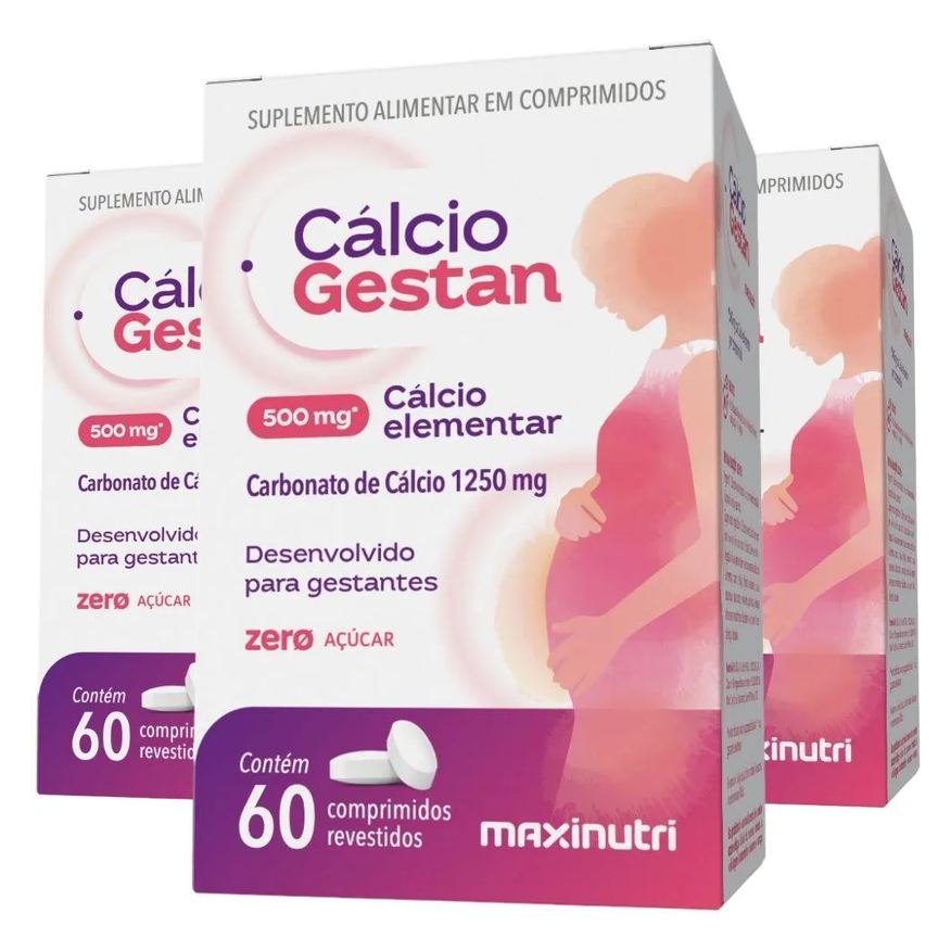 Maxinutri Kit 3X Cálcio Gestan (Carbonato de Cálcio) 60 Comprimidos