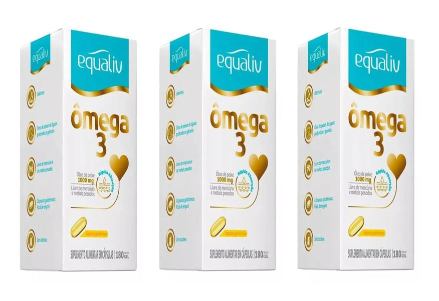 Equaliv Kit 3 Suplemento Omêga 3 Selo Ifos 180Cps em Gel