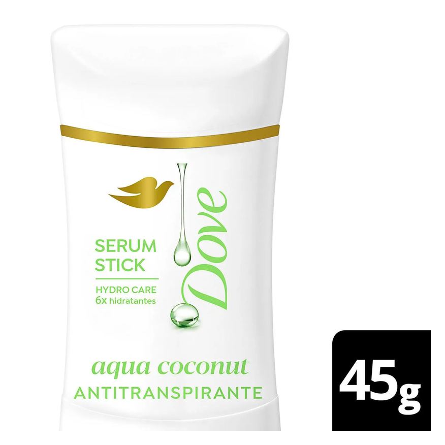 Dove Desodorante Antitranspirante Serum Stick Aqua Coconut Invisível 72h 45g