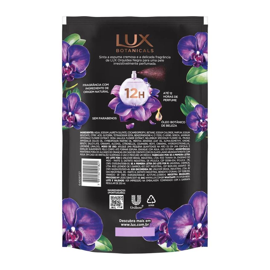 Sabonete Refil Líquido Lux Botanicals Orquídea Negra 900ml