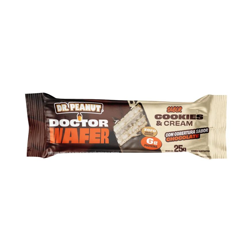 Dr Peanut Doctor Wafer Cookies & Cream Zero Açúcar 25g