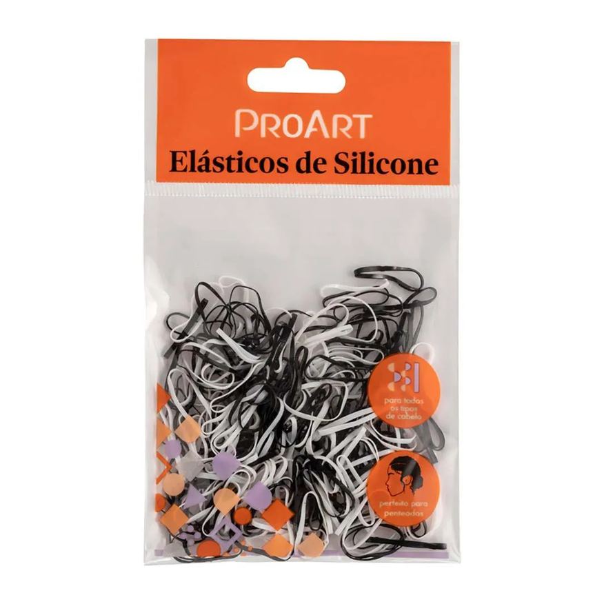 Proart Elasticos de Silicone P Preto e Branco 200 Unidades