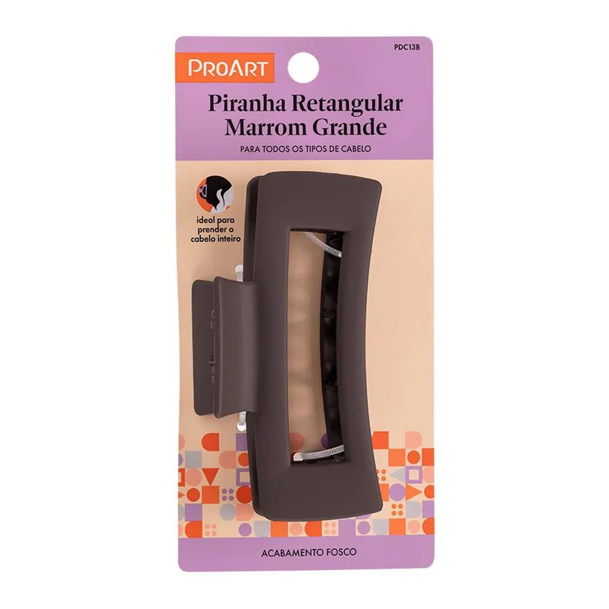Proart Prendedor de Cabelo Retangular Grande Marrom 1 Unidades
