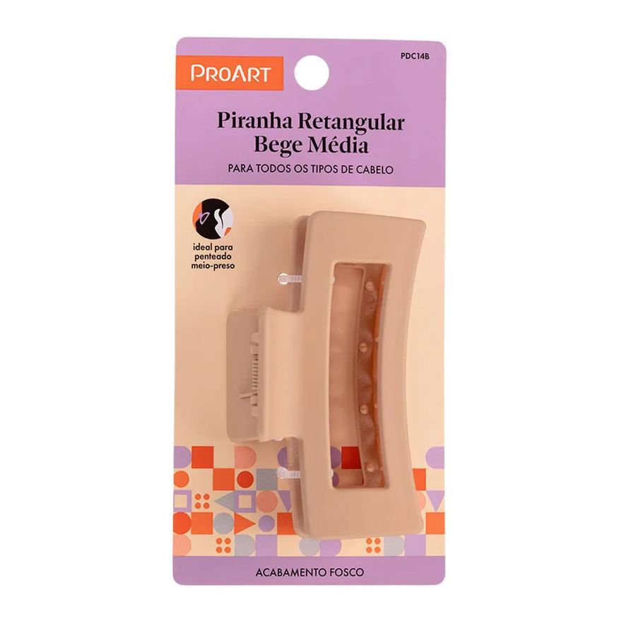 Proart Prendedor de Cabelo Retangular Média Bege