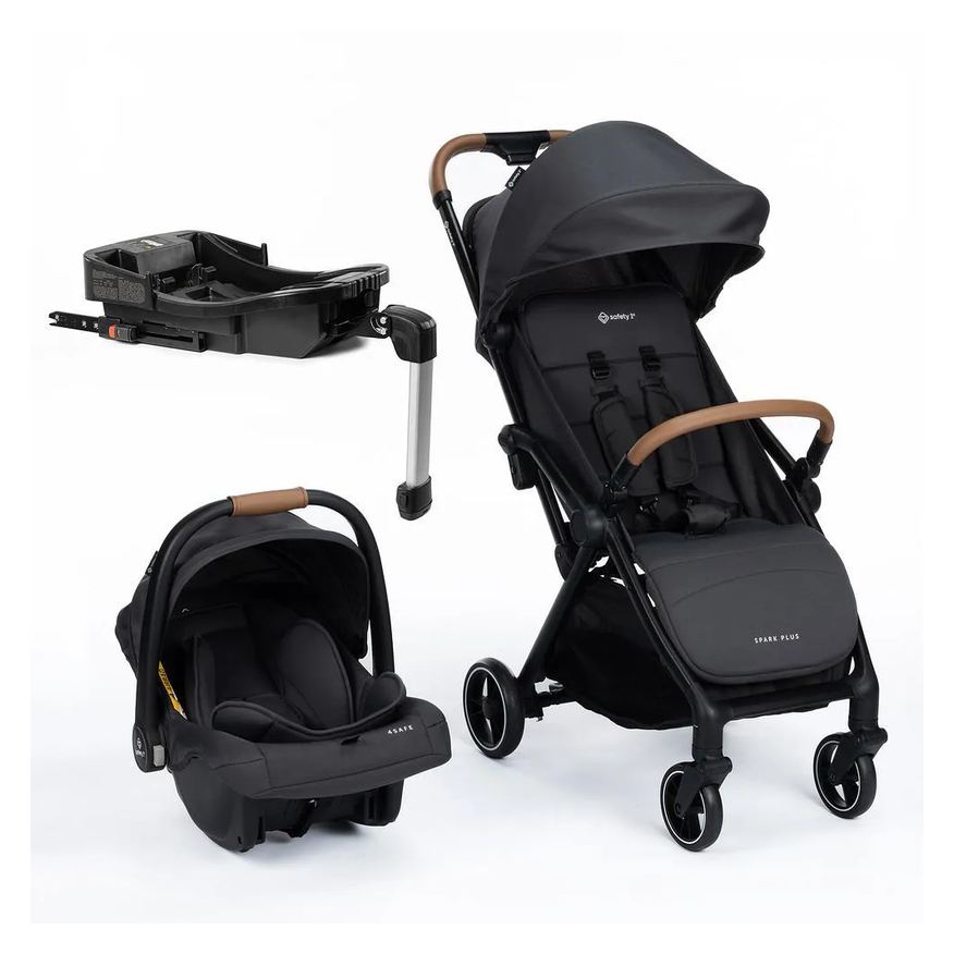 Safety 1St Carrinho com Bebê Conforto e Base Travel System Spark Plus Trio Isofix Black Graphite