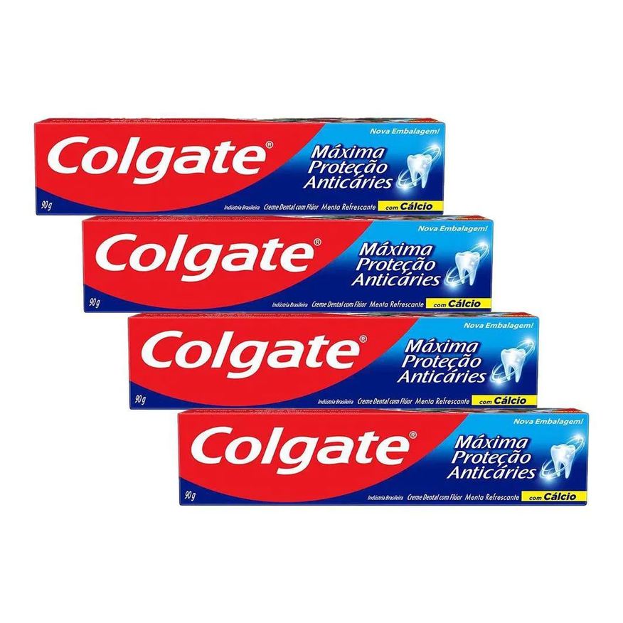 Colgate Kit 4 Cremes Dentais Máxima Proteção Anticáries 90g
