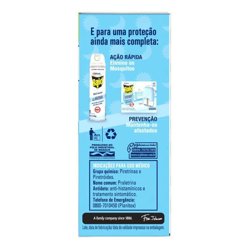 Repelente Refil Líquido Raid 45 Noites Family 2Un de 32,9ml