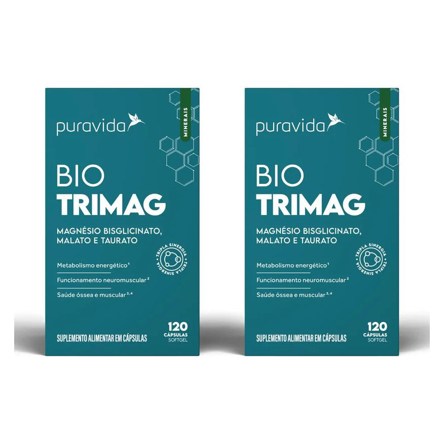 Puravida Kit 2 Bio Trimag Big 120 Cápsulas 3 Tipos de Magnésio