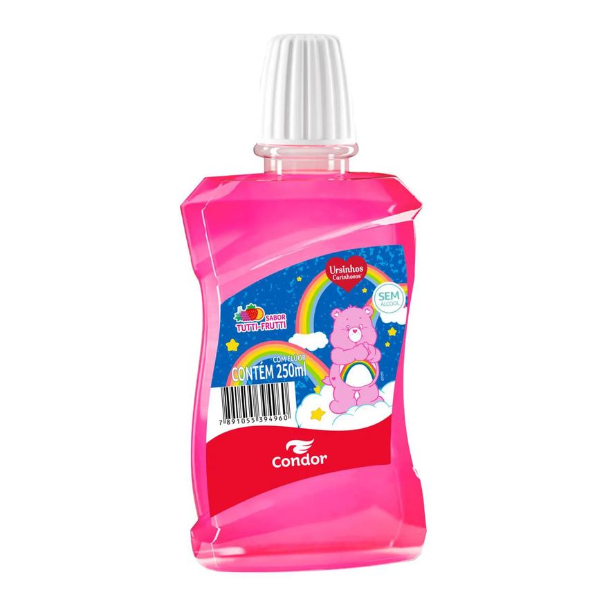 Mundo Condor Enxaguante Bucal Zero Álcool Ursinhos Carinhosos Condor 250ml Rosa