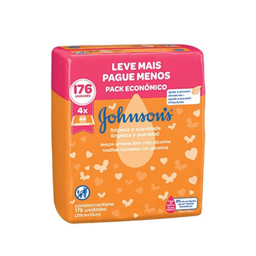 Johnson's Baby Lenços Umedecidos Limpeza e Suavidade 176 Unidades