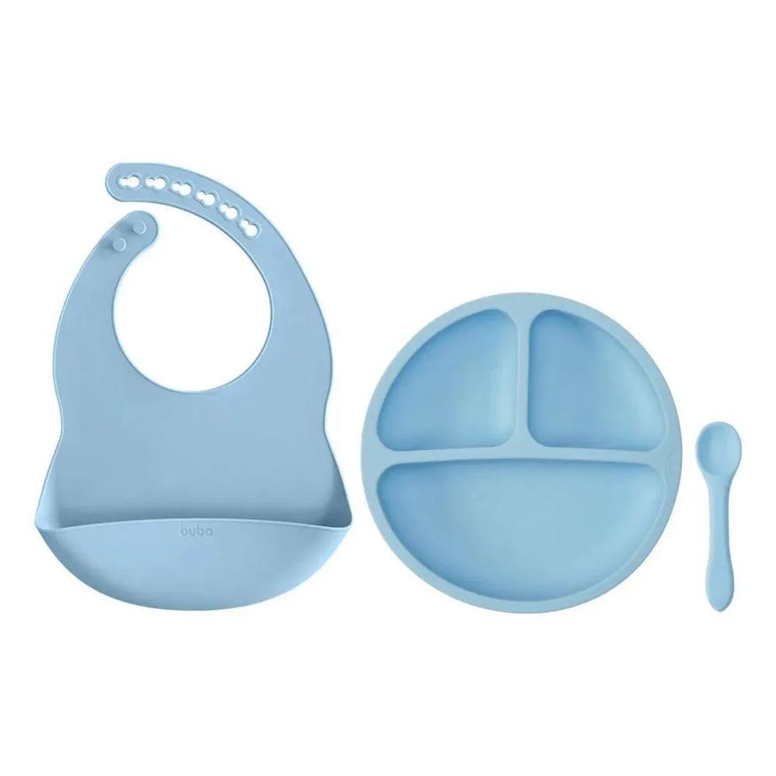 Buba Kit Refeição Introdução Alimentar em Silicone Azul