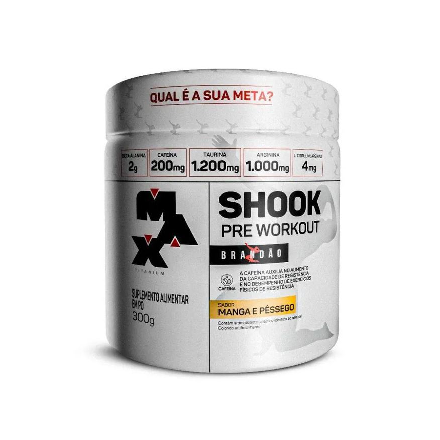 Max Titanium Shook Pré-Workout Linha Rafael Brandão Pote (300g) - Sabor: Manga e Pêssego