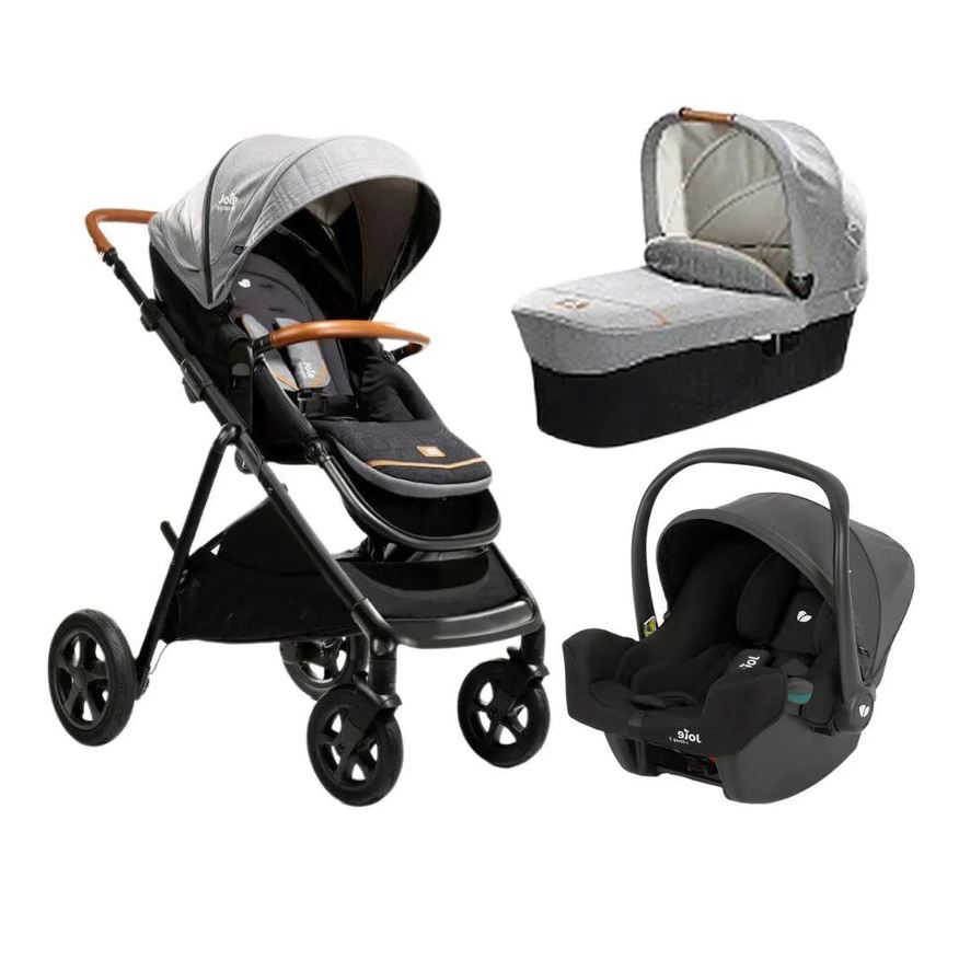 Joie Carrinho com Bebê Conforto e Moisés Combo Aeria Trio Cinza Carbon