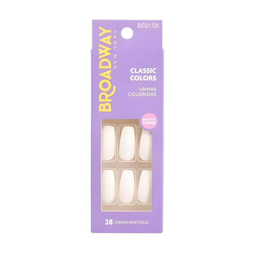 Kiss New York Unhas Postiças Broadway Kiss Ny Classic Colors Bailarina Longo Denim Bco15B