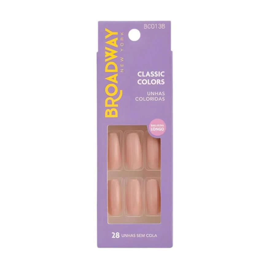 Kiss New York Unhas Postiças Broadway Kiss Ny Classic Colors Bailarina Longo Moonlight Bc013B