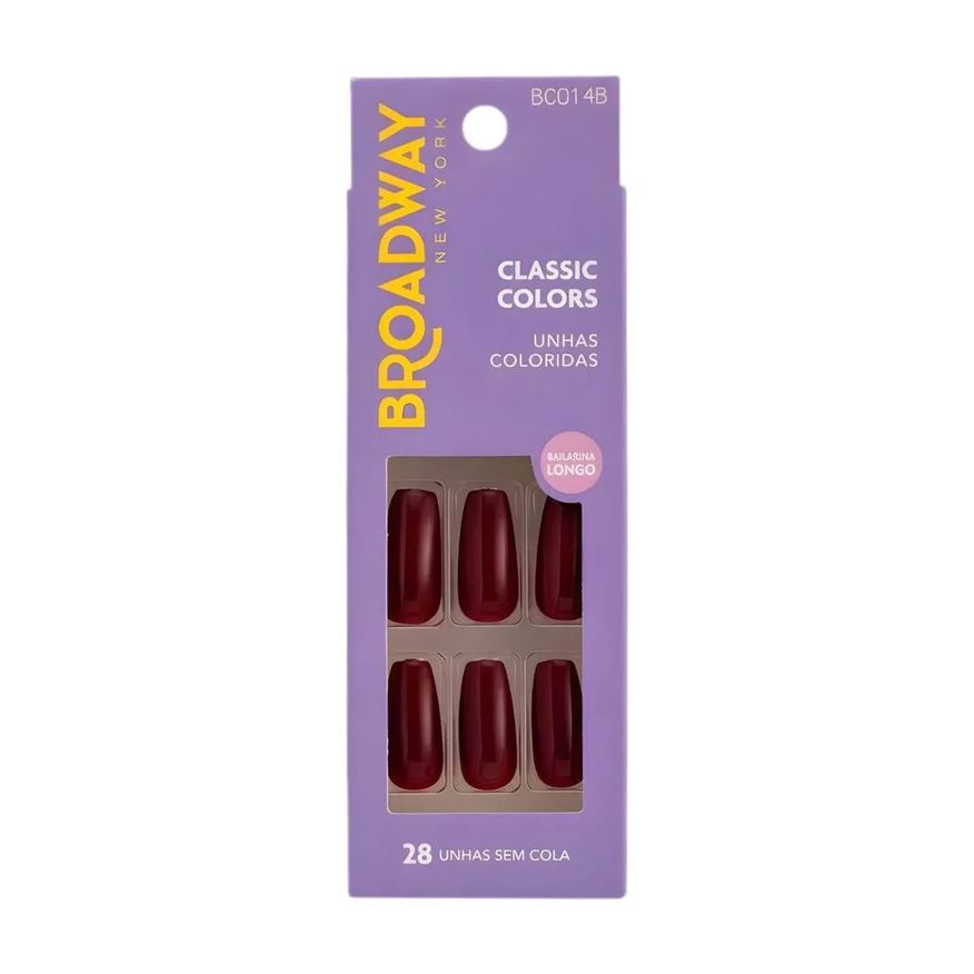 Kiss New York Unhas Postiças Broadway Kiss Ny Classic Colors Bailarina Longo Lavender Bco14B