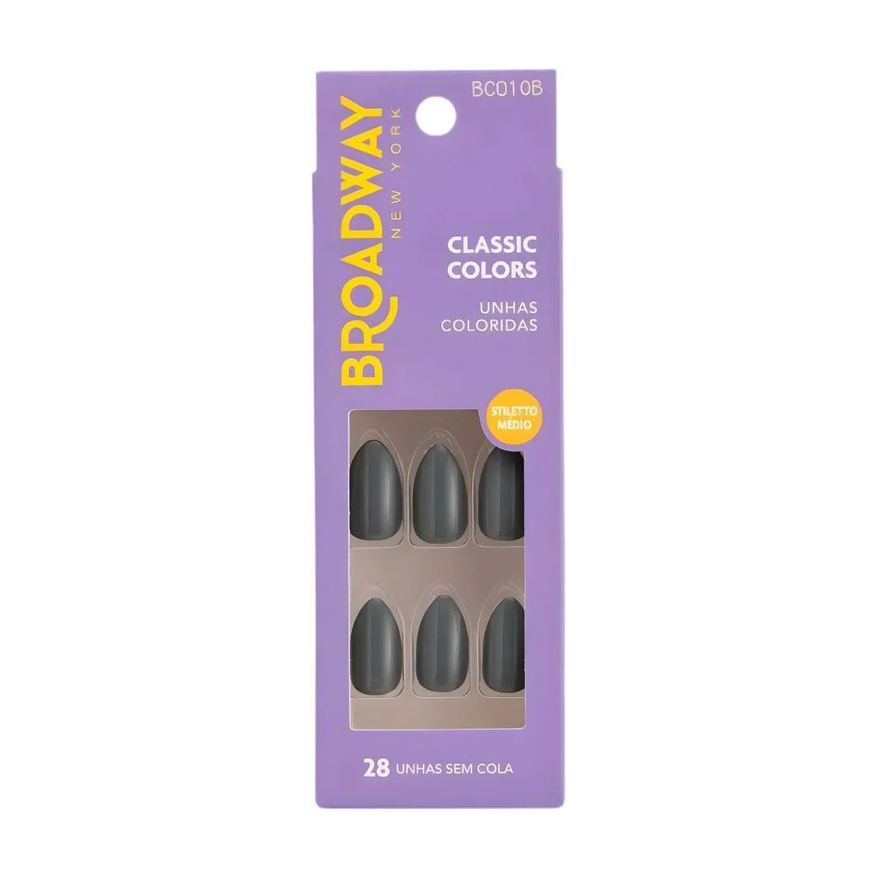 Kiss New York Unhas Postiças Broadway Kiss Ny Classic Colors Stiletto Médio Cool Mint Bco10B