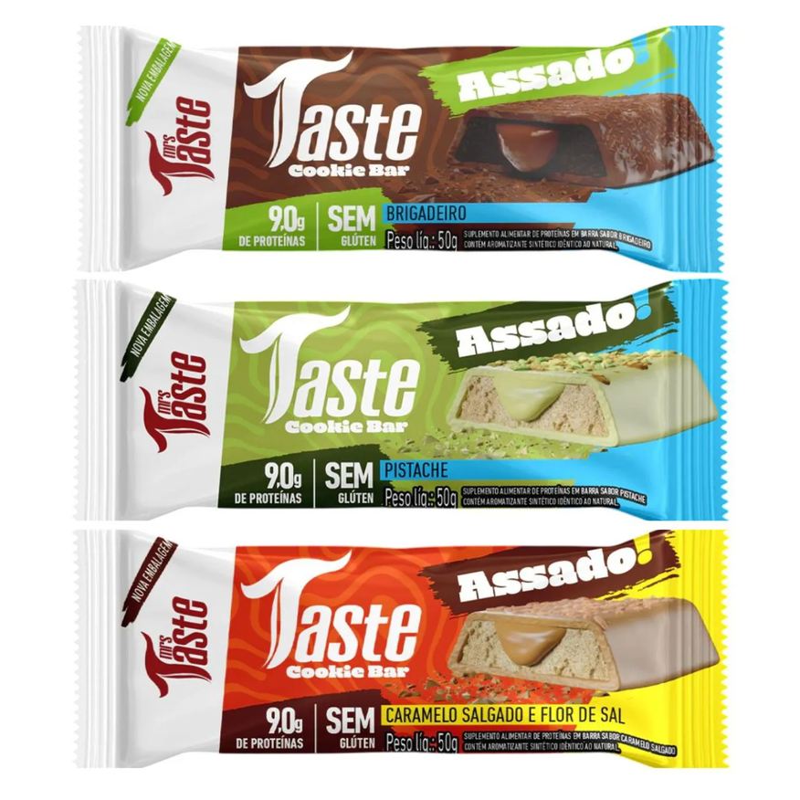 Mrs Taste Kit 3 Barra de Proteina Brigadeiro Pistache e Caramelo