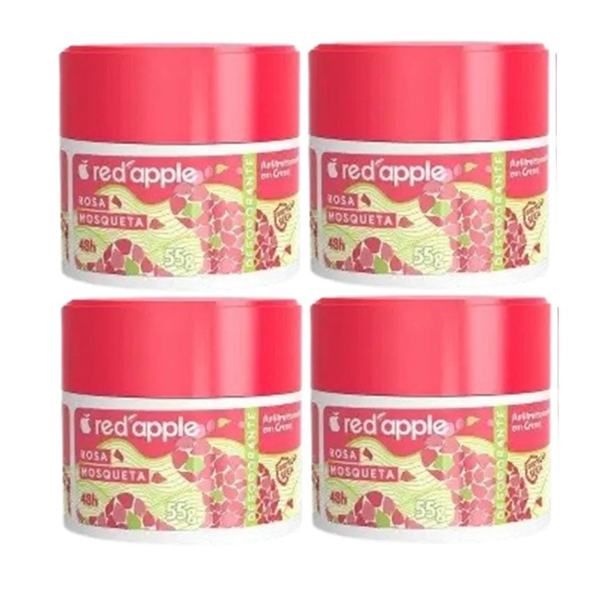 Red Apple Kit 4 Desodorante em Creme Rosa Mosqueta 55g