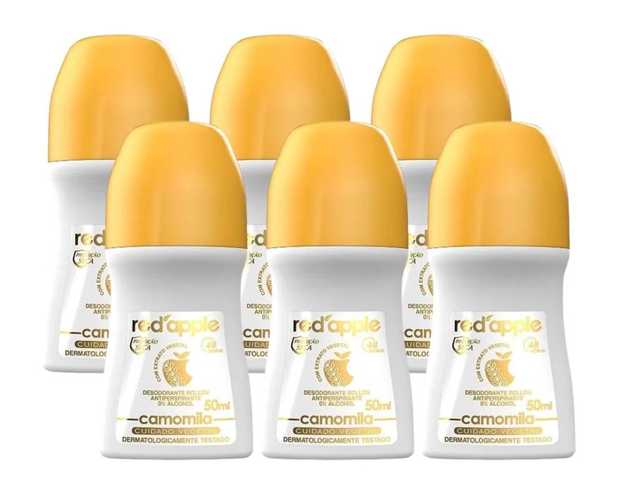 Red Apple Kit 6 Desodorante Roll On Camomila 50ml