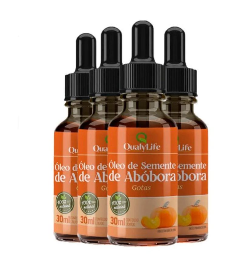 Qualylife Kit 4 Oleo de Semente de Abobora Gotas 30ml - A