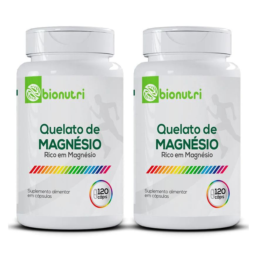 Bionutri Kit 2X Magnésio Quelato 100% Puro Rico em Magnésio 120 Cápsulas