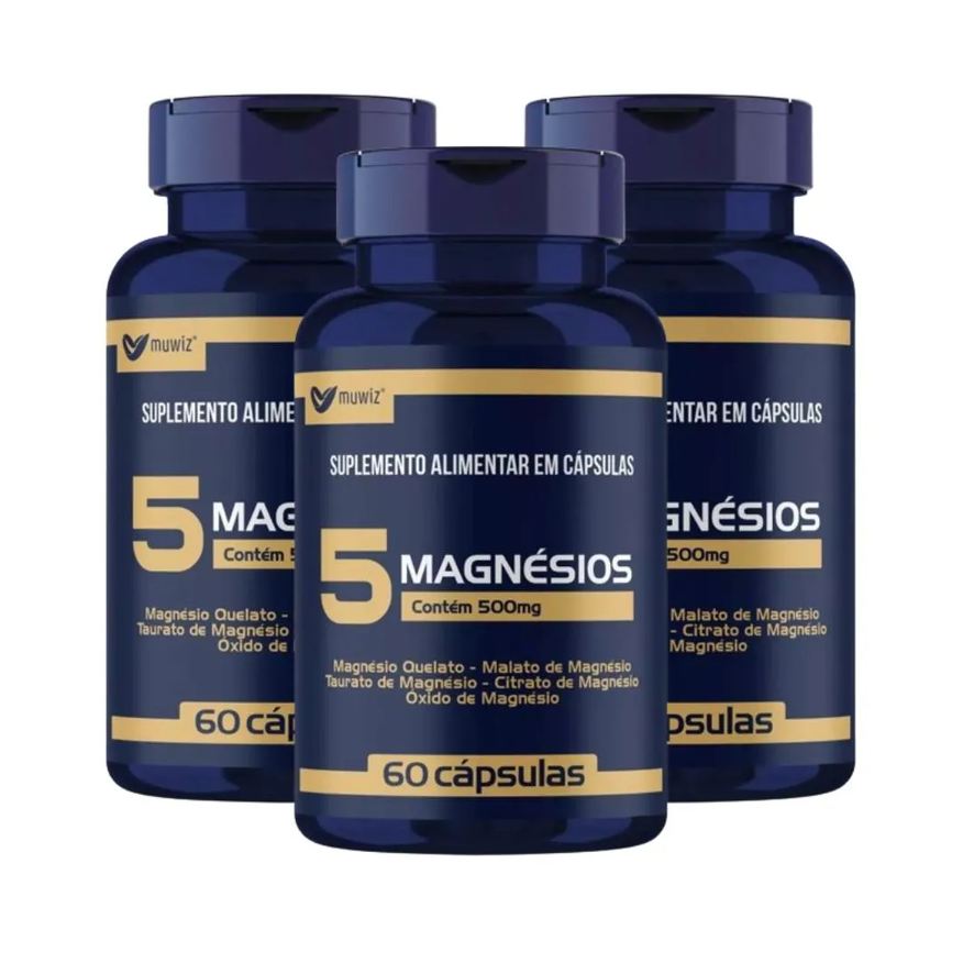 Muwiz Kit 3x 5 Magnésios 500mg - 60 cápsulas.