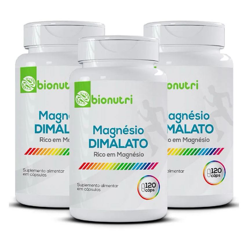 Bionutri Kit 3x Magnésio Dimalato de Alta Concentração 120 cápsulas
