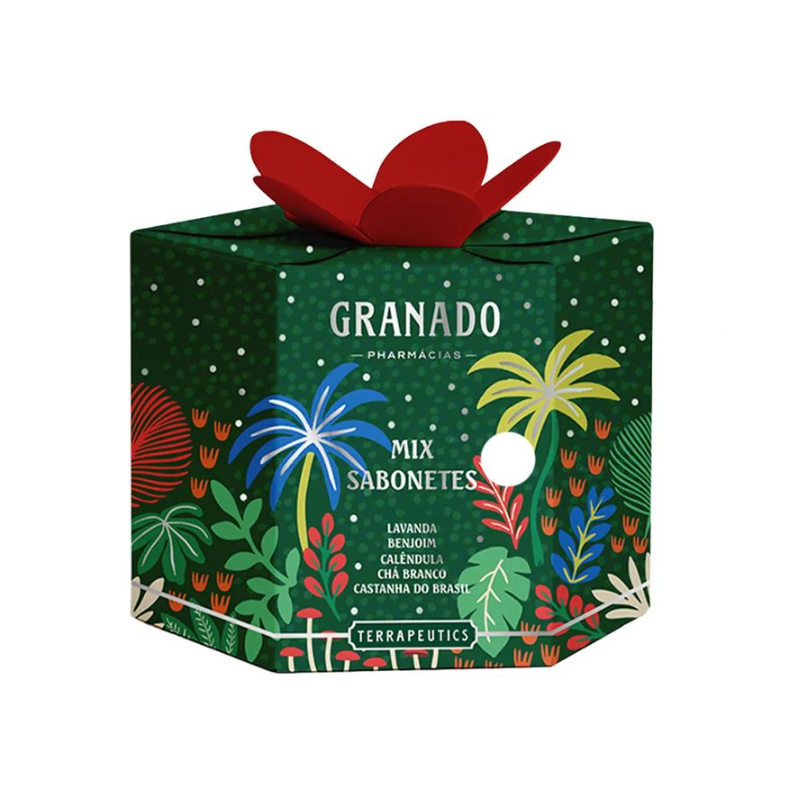 Granado Kit Sabonete em Barra Terrapeutics Calêndula, Lavanda, Castanha do Brasil, Chá Branco, Benjoim 90g 5 Unidades