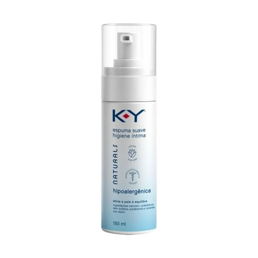 K-Y Espuma Suave Higiene Íntima Naturals Hipoalergênica 150ml