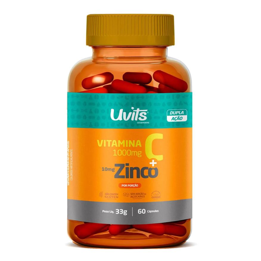 Uvits Vitamina C 1000mg + Zinco 10mg 60 Cápsulas