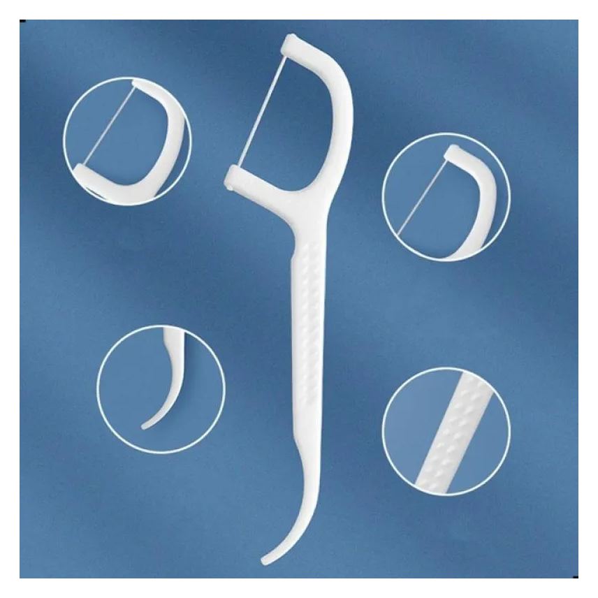 30 Kit Fios Dentais com Cabo Haste Dental Flosser Descartável Higiene Bucal Portátil