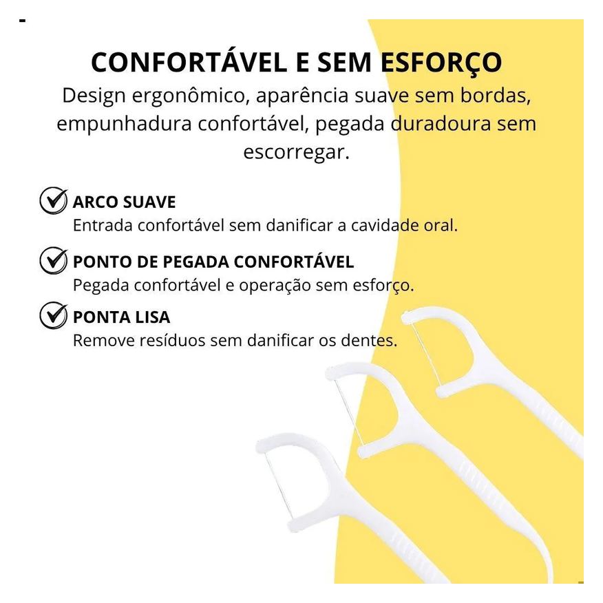 30 Kit Fios Dentais com Cabo Haste Dental Flosser Descartável Higiene Bucal Portátil