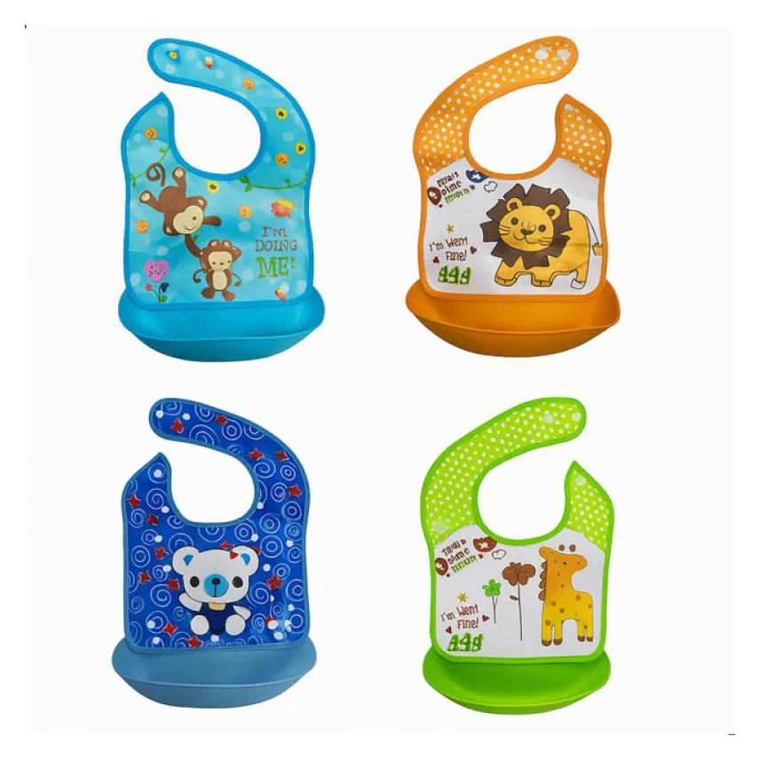 Smart Lions Babador Infantil Avental Impermeável Coletor de Migalhas em Silicone Confortável Cores Sortidas