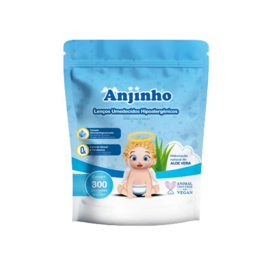 Parentex Kit Lenço Umedecido Balde com 400 Azul + Refil - Anjinho