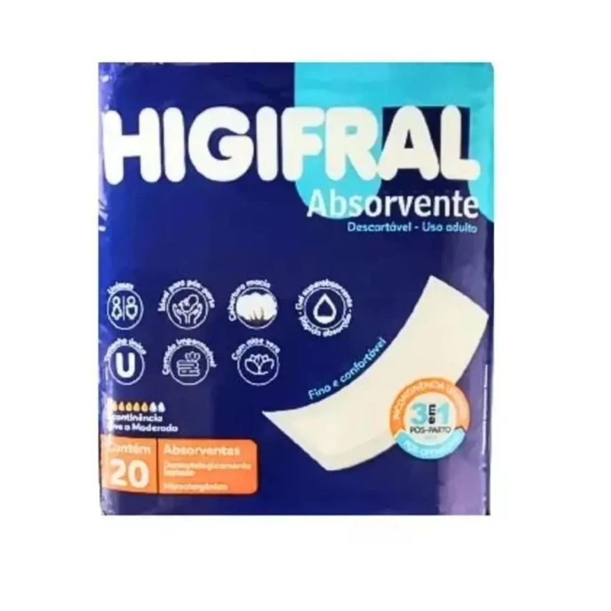 Higifral Absorvente Geriátrico Pós-Parto C/20 Unidades
